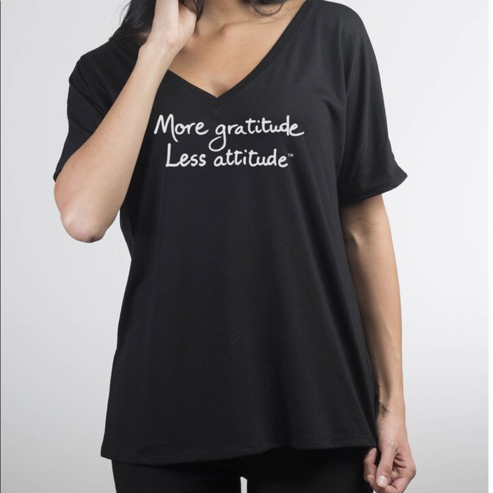 Extremely soft v neck black tshirt in gold letter